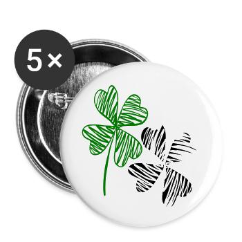 Trèfles, bonheur - Lot de 5 petits badges (25 mm) - blanc - Devant