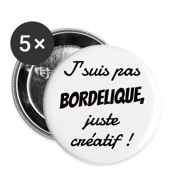 Cadeau mec bordélique créatif - Lot de 5 petits badges (25 mm) - blanc - Devant