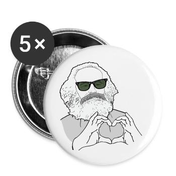 Karl Marx Hände bilden ein Herz Marxisten - Buttons klein 25 mm (5er Pack) - Weiß - Vorne