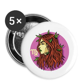 Zodiac - Star Sign - Virgo - neg - Buttons klein 25 mm (5er Pack) - Weiß - Vorne