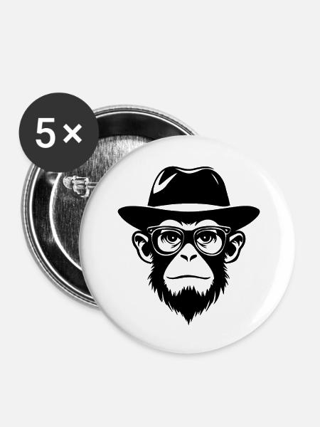 Affe Affen Affengesicht Dschungel - Buttons klein 25 mm (5er Pack) - Weiß