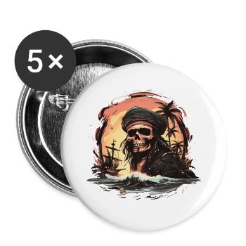 Pirate du crâne - Lot de 5 petits badges (25 mm) - blanc - Devant