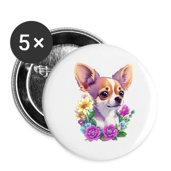 Chihuahua in Pastell - Buttons klein 25 mm (5er Pack) - Weiß - Vorne