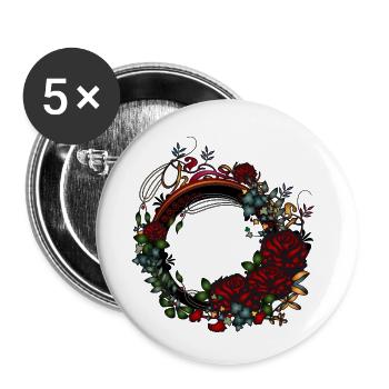dunkler Jugendstil Rahmen Rosengarten bei Nacht - Buttons klein 25 mm (5er Pack) - Weiß - Vorne