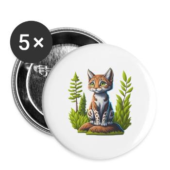 Kleiner Luchs - Buttons klein 25 mm (5er Pack) - Weiß - Vorne