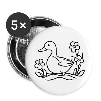 Duck Birds Ducks - Buttons small 1''/25 mm (5-pack) - white - Front