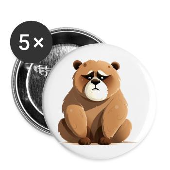 Bibi l'ours grognon - Lot de 5 petits badges (25 mm) - blanc - Devant