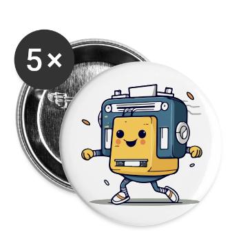 Danso le walkman - Lot de 5 petits badges (25 mm) - blanc - Devant
