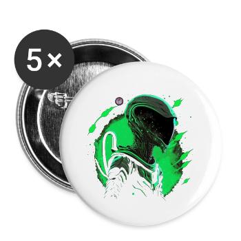 Weltraum-Alien - Buttons klein 25 mm (5er Pack) - Weiß - Vorne