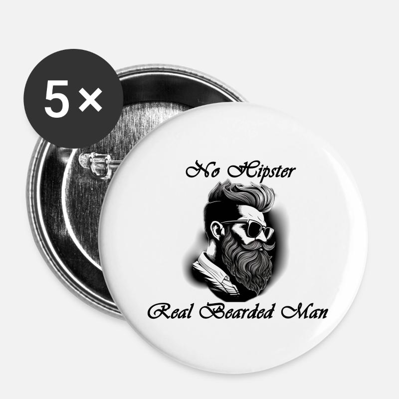 no Hipster - Buttons klein 25 mm (5er Pack) - Weiß