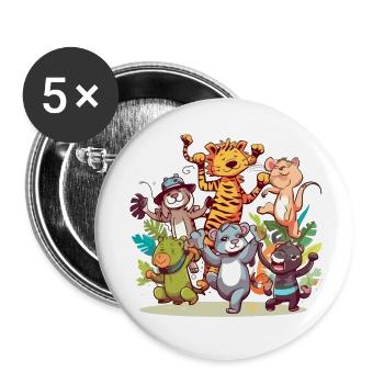 Les animaux en folie n°2 - Lot de 5 petits badges (25 mm) - blanc - Devant