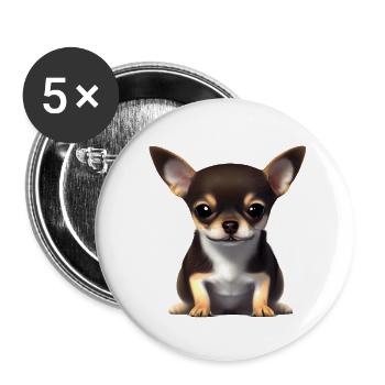 Chihuahua Dog Propriétaire Chihuahua Puppy Dogs - Lot de 5 petits badges (25 mm) - blanc - Devant
