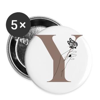 Buchstabe Y Schmetterlingsmagie - Buttons klein 25 mm (5er Pack) - Weiß - Vorne