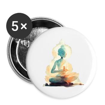 Yoga Padmasana - Lot de 5 petits badges (25 mm) - blanc - Devant