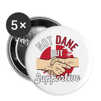 Not Dane But Supportive Country Traveler Denmark - Buttons klein 25 mm (5er Pack) - Weiß - Vorne