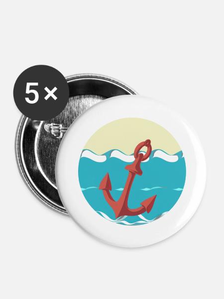 Anchor - Waves - Buttons klein 25 mm (5er Pack) - Weiß