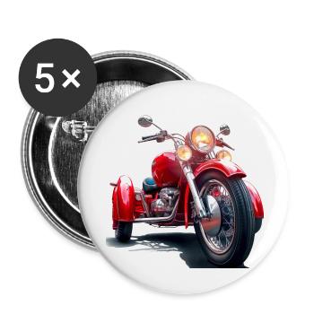 La fascination des motos classiques et du tricycle - Lot de 5 petits badges (25 mm) - blanc - Devant