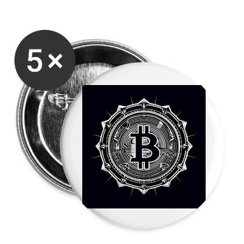 Modern black white bitcoin logo - Buttons klein 25 mm (5er Pack) - Weiß - Vorne