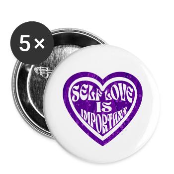 Self-love Heart - Buttons small 1''/25 mm (5-pack) - white - Front