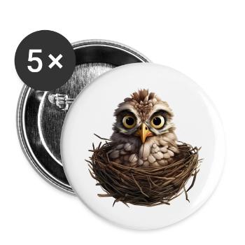 Der Kuckuck im zu klein gewordenen Nest - Buttons klein 25 mm (5er Pack) - Weiß - Vorne