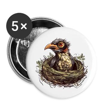 Der Kuckuck im Nest der Gasteltern - Buttons klein 25 mm (5er Pack) - Weiß - Vorne