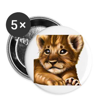Lion cub - Buttons small 1''/25 mm (5-pack) - white - Front