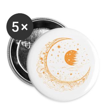 Mond mit Sternen - Buttons klein 25 mm (5er Pack) - Weiß - Vorne
