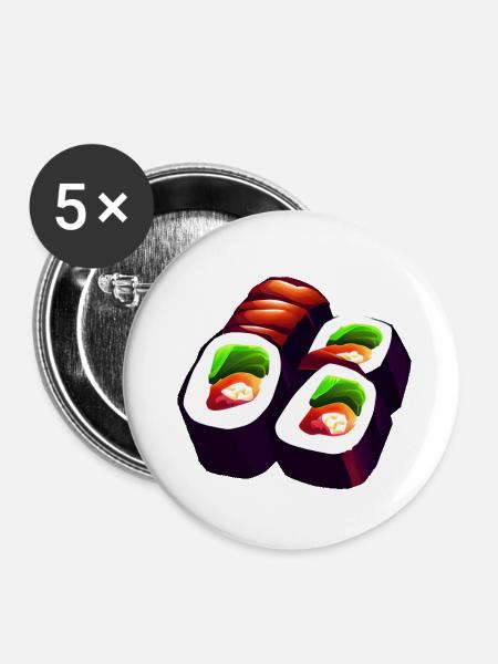 Sushi - Buttons klein 25 mm (5er Pack) - Weiß