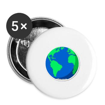 Planet Erde - Buttons klein 25 mm (5er Pack) - Weiß - Vorne