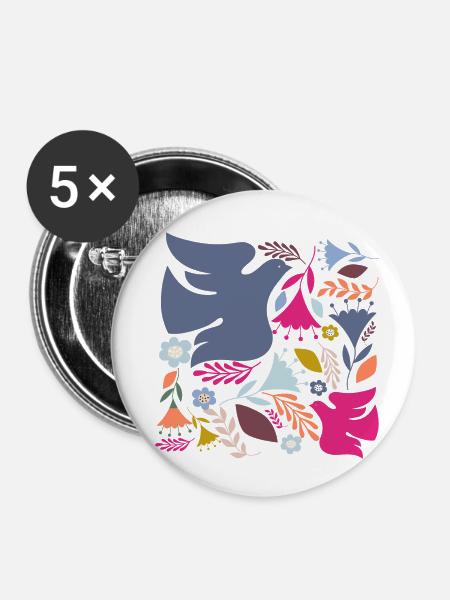 Wildblumen-Geschenkidee - Buttons klein 25 mm (5er Pack) - Weiß