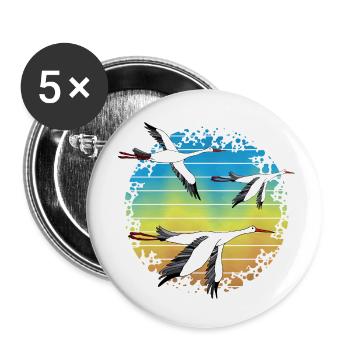 Störche - Buttons klein 25 mm (5er Pack) - Weiß - Vorne
