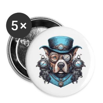 Staffordshire Terrier Steampunk américain - Lot de 5 petits badges (25 mm) - blanc - Devant