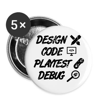 Design Code Playtest Debug - Buttons klein 25 mm (5er Pack) - Weiß - Vorne