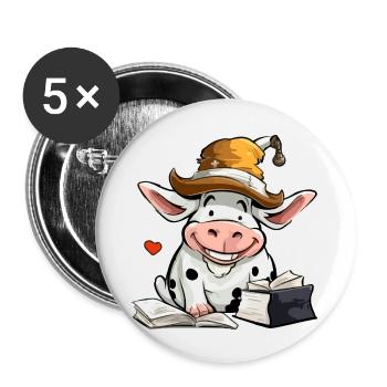 Miki the learned cow - Buttons small 1''/25 mm (5-pack) - white - Front