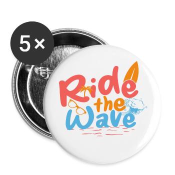 Ride the Wave - Buttons klein 25 mm (5er Pack) - Weiß - Vorne