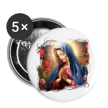 Holly Mary Maria Madonna Mariana Virgin Mary Holy - Buttons small 1''/25 mm (5-pack) - white - Front