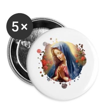 Holly Mary Maria Madonna Mariana Virgin Mary Holy - Buttons small 1''/25 mm (5-pack) - white - Front