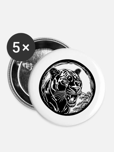 Panther Raubtier Dschungel Wildkatze - Buttons klein 25 mm (5er Pack) - Weiß