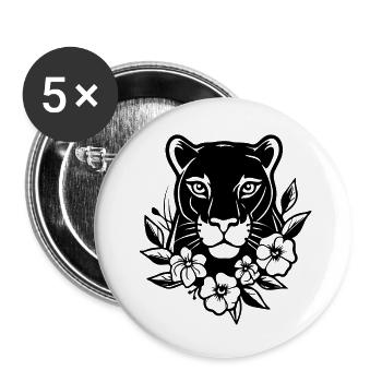 Panther Predator Jungle Wildcat - Buttons small 1''/25 mm (5-pack) - white - Front