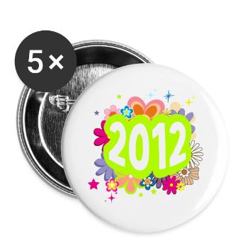 Year 2012 Anniversary Groovy Floral - Buttons small 1''/25 mm (5-pack) - white - Front