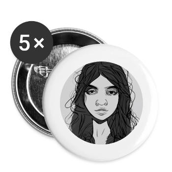 B/W Woman Face Abstract - Buttons klein 25 mm (5er Pack) - Weiß - Vorne