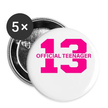 Official Teenager 13 - Buttons klein 25 mm (5er Pack) - Weiß - Vorne