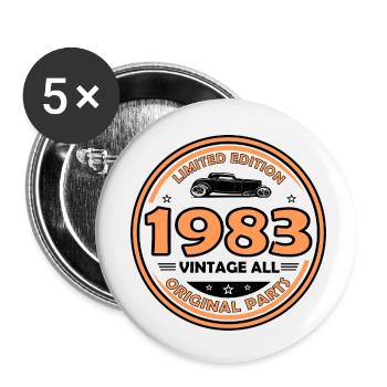 Jahrgang 1983 - Buttons klein 25 mm (5er Pack) - Weiß - Vorne