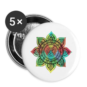 Mandala - Buttons klein 25 mm (5er Pack) - Weiß - Vorne