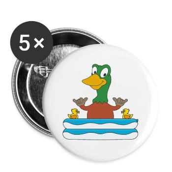 ENTE - POOL - PLANSCHBECKEN - SOMMER - SHAKA - FUN - Buttons klein 25 mm (5er Pack) - Weiß - Vorne