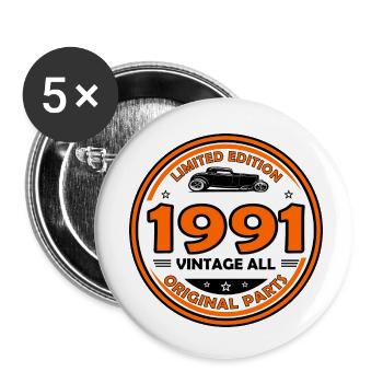 vintage 1991 - Buttons small 1''/25 mm (5-pack) - white - Front