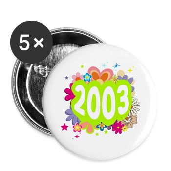 Year 2003 anniversary Floral Groovy - Buttons small 1''/25 mm (5-pack) - white - Front