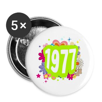 Jahr 1977 Jubiläum Floral Groovy - Buttons klein 25 mm (5er Pack) - Weiß - Vorne