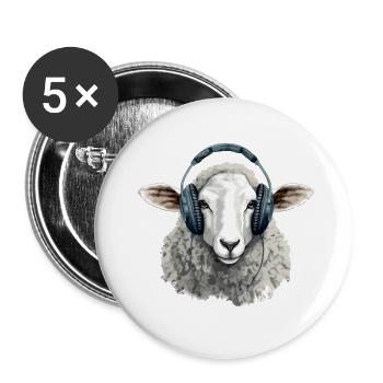 Kigo the music-loving sheep - Buttons small 1''/25 mm (5-pack) - white - Front