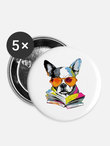 Lassi, der gelehrte Hund - Buttons klein 25 mm (5er Pack) - Weiß